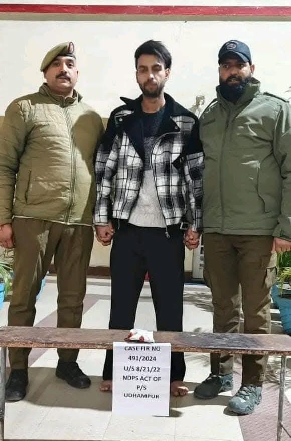 One more Inter-district Narco Smuggler Arrested by Udhampur Police; 11.20 grams of Heroin Recovered